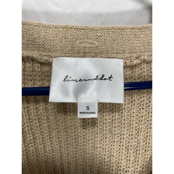 Vintage Line & Dot Beige Cropped Cardigan Sz Small Ribbed Slouch Sweater Read 👇 - Picture 2 of 14
